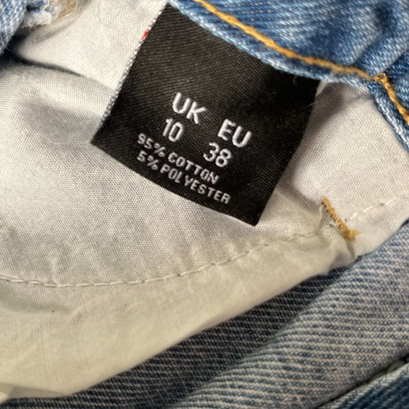 NWOT UK 10/M Dolls Kill Bum Rip Light Wash Straight Leg Jeans Momokrom - Picture 7 of 8